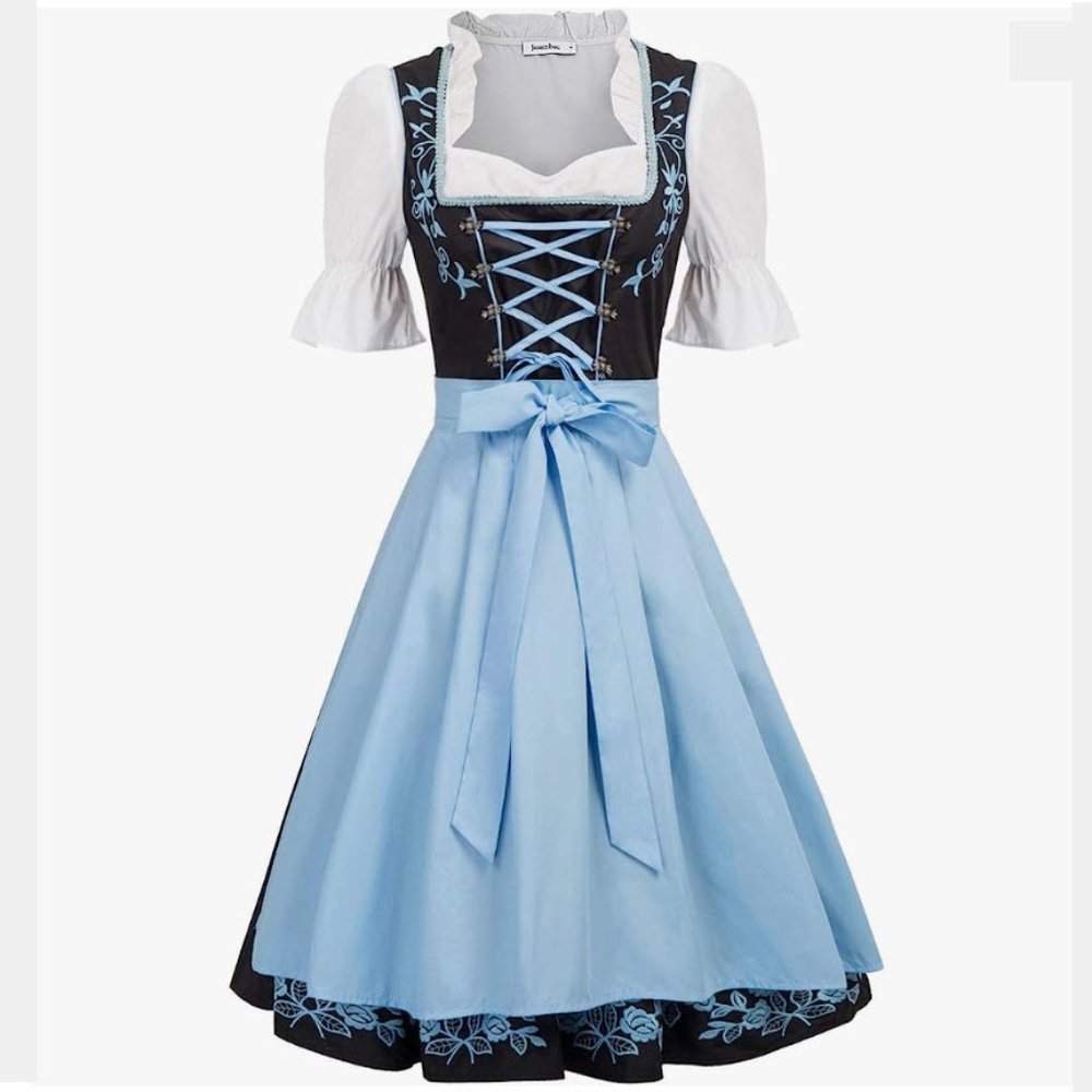 Black & Blue JASAMBAC Women's German Dirndl Dress Costumes 3 Pieces. Size S.